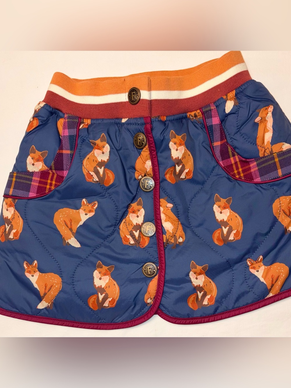 Finding Foxtale Quilted Forest Foxes Skort sz 4 NWT